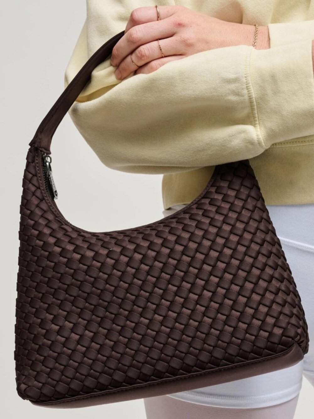 Sol & Selene Harmonia Chocolate Woven Neoprene Hobo Shoulder Bag Purse NWT